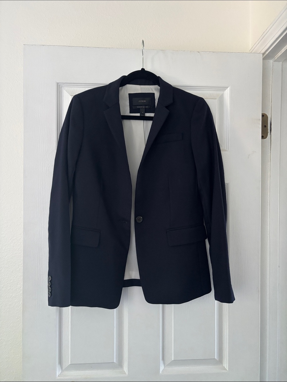 J. Crew Women’s Navy Blue Single-Button Wool Blazer